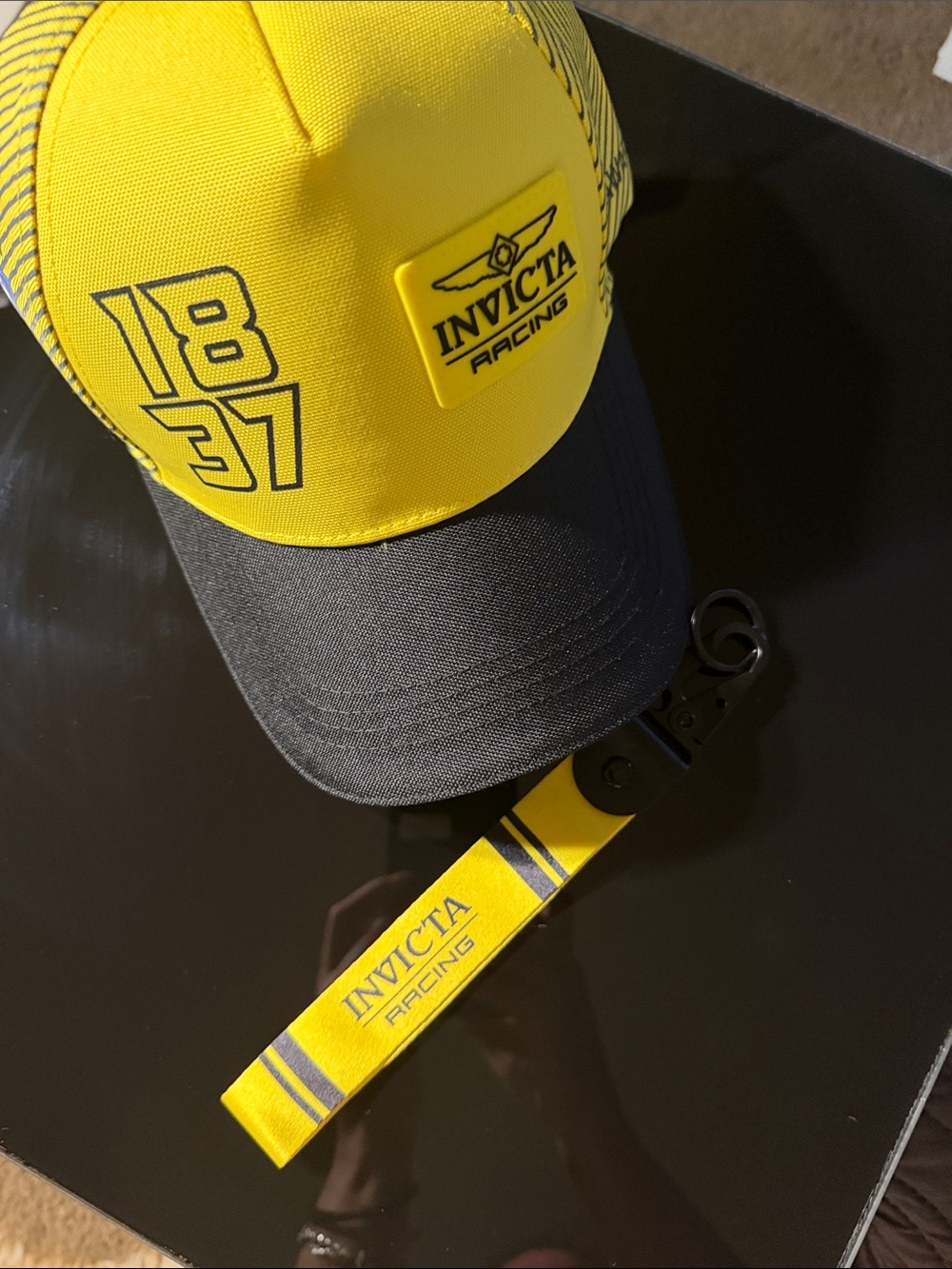 Invicta Yellow & Black Racing Logo Trucker Cap